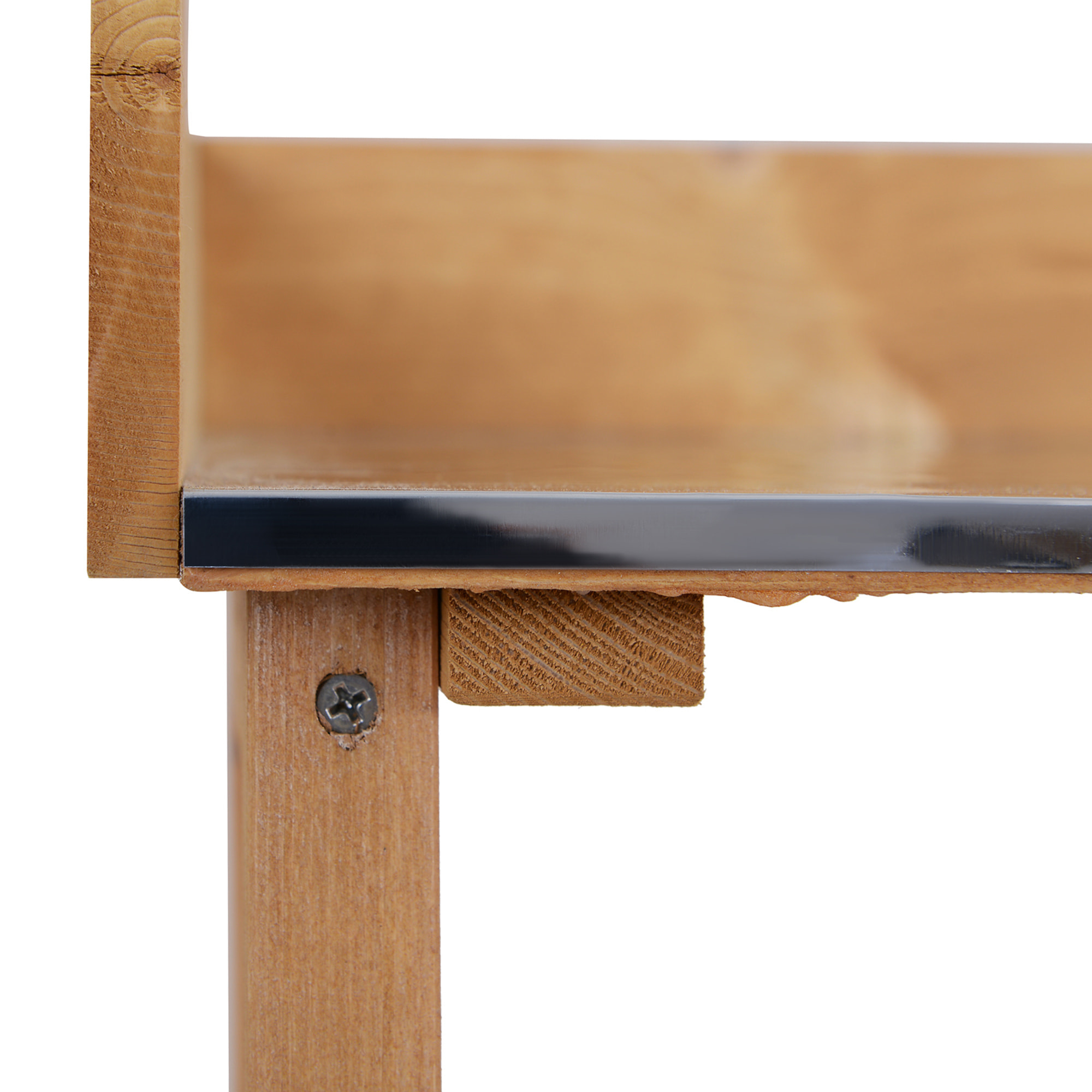 Mesa de Plantación de Madera de 3 Niveles Mesa de Jardinería con Placa Metálica 2 Estantes y Ganchos Resistente a la Intemperie para Jardín Terraza Balcón 76x37x89 cm Natural