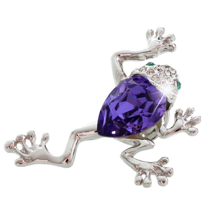 Broche Frog adornado con cristales de Swarovski