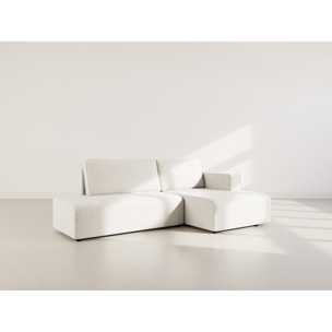 Topaze - canapé d'angle droit 4 places convertible avec coffre en velours côtelé - Beige