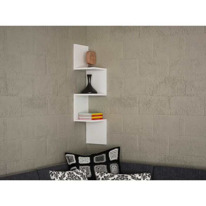Mensola Ṛgveda, Scaffale, Ripiano a muro, Scaffalatura multiuso, 25x25 h105 cm, Bianco