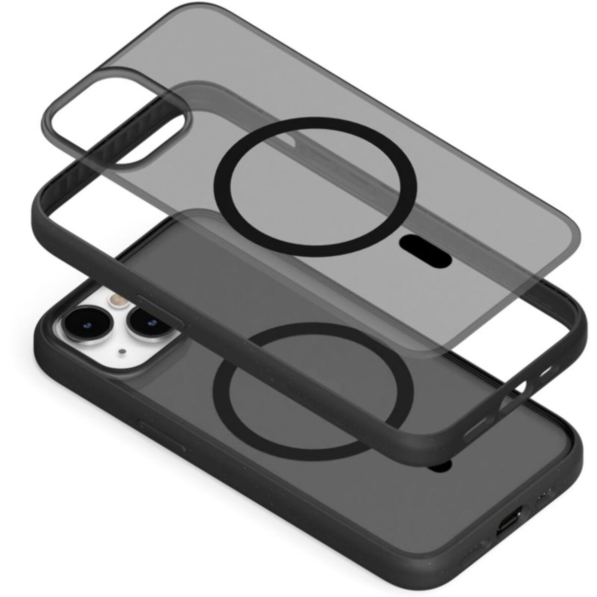 Coque bumper WOODCESSORIES iPhone 14 Plus transparent noir MagSafe