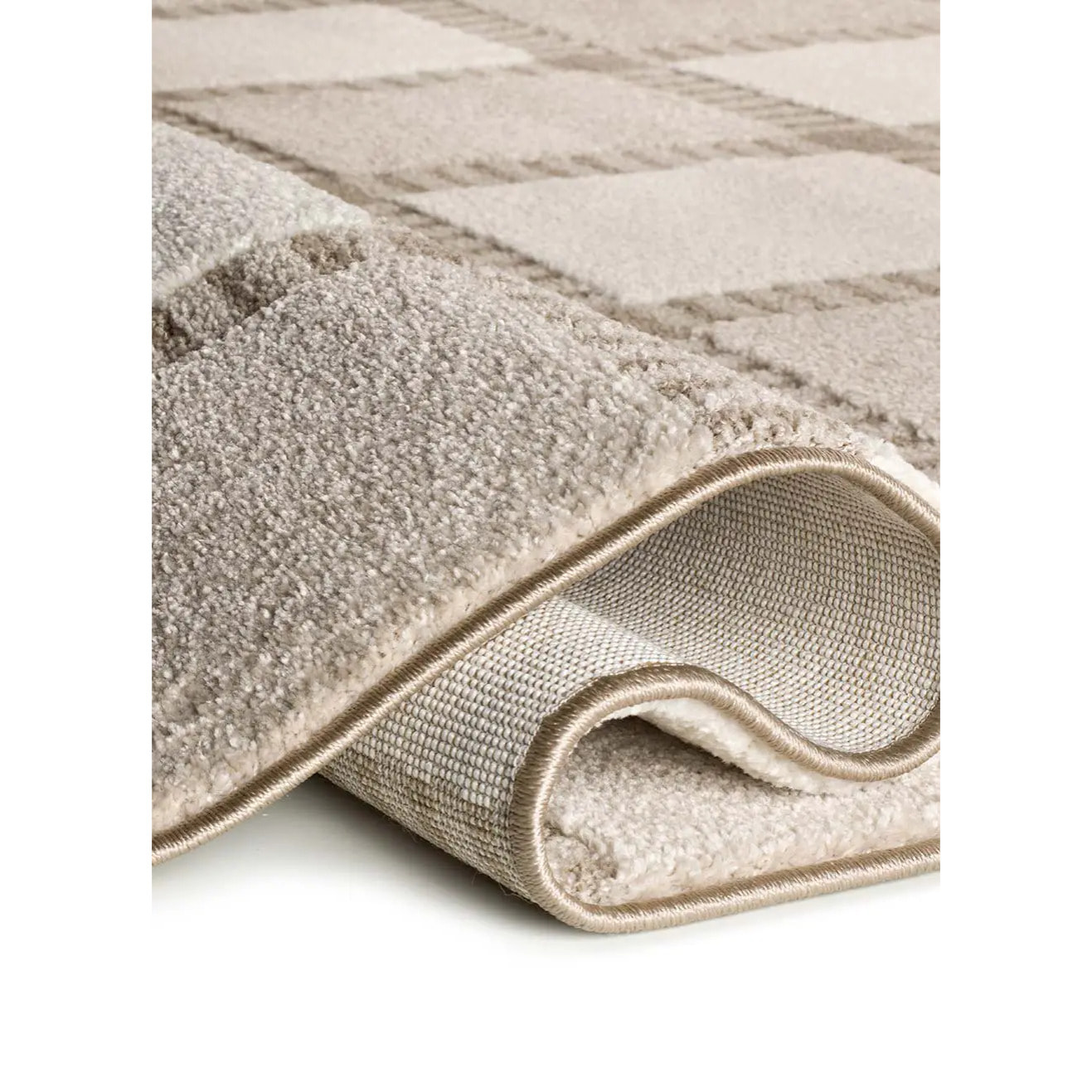 CANDELA Alfombra geométrica con relieve beige y blanco, varias medidas disponibles.