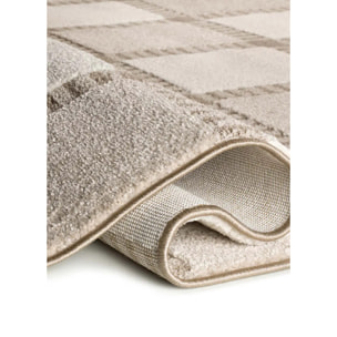 CANDELA Alfombra geométrica con relieve beige y blanco, varias medidas disponibles.