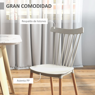 Juego de 4 Sillas de Comedor Estilo Nórdico Sillas de Cocina con Respaldo Alto Asiento de Polipropileno y Patas de Madera de Haya Carga 120 kg 48x52,5x83 cm Gris