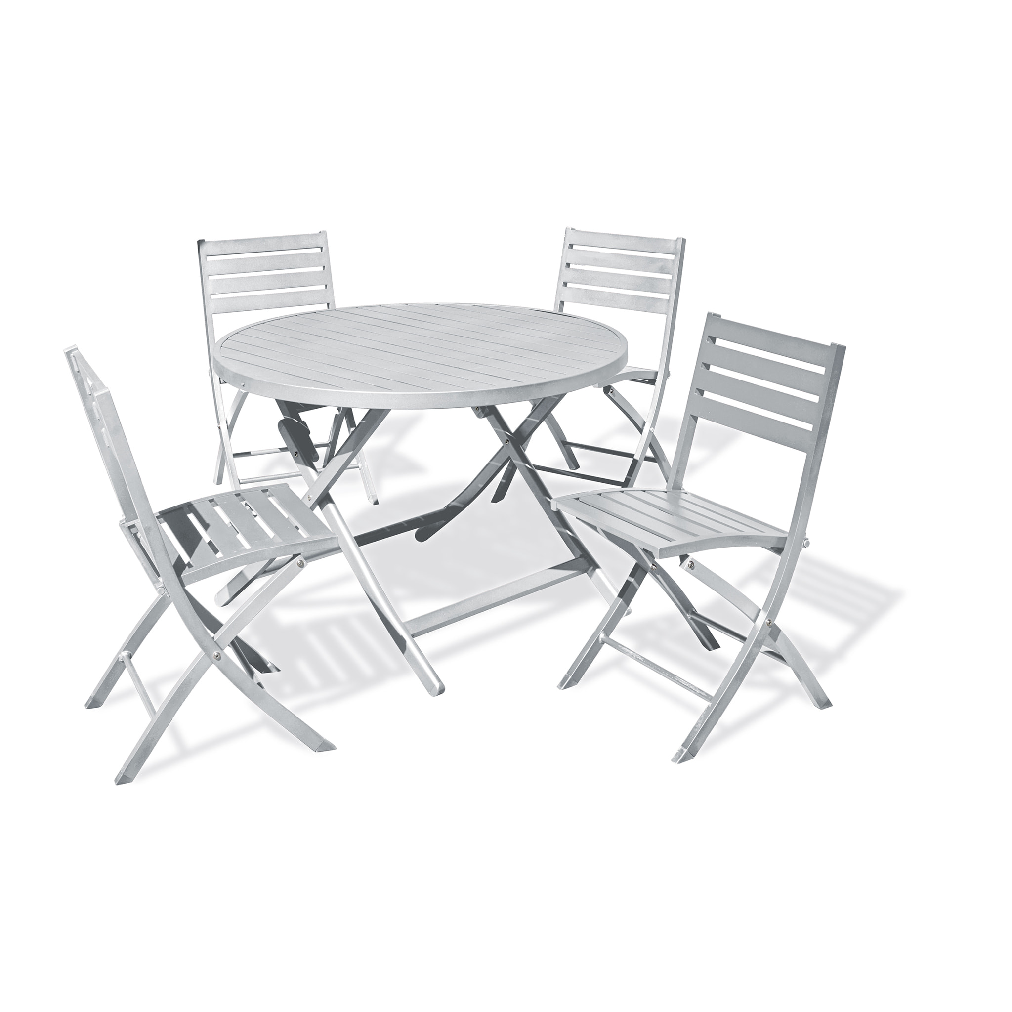 MARIUS - Ensemble repas de jardin 4 places en aluminium gris