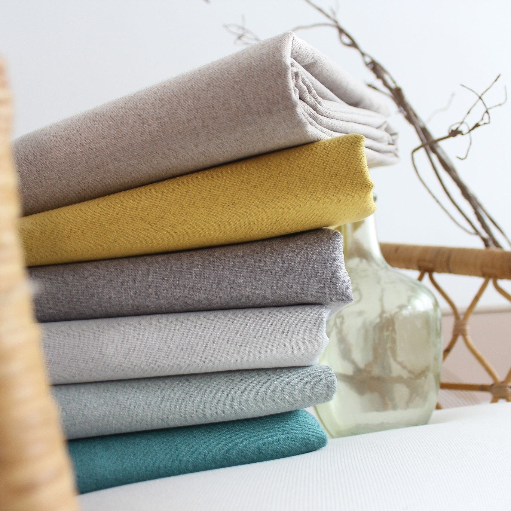 Rideau occultant aspect chambray - Jaune moutarde