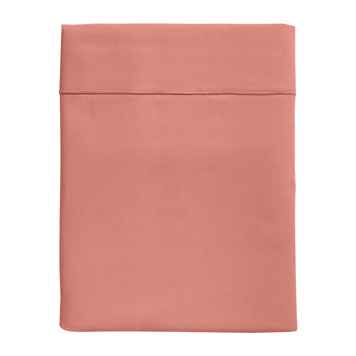 Drap plat uni en coton lavé, Made in France, SOFT LINE , Terracotta