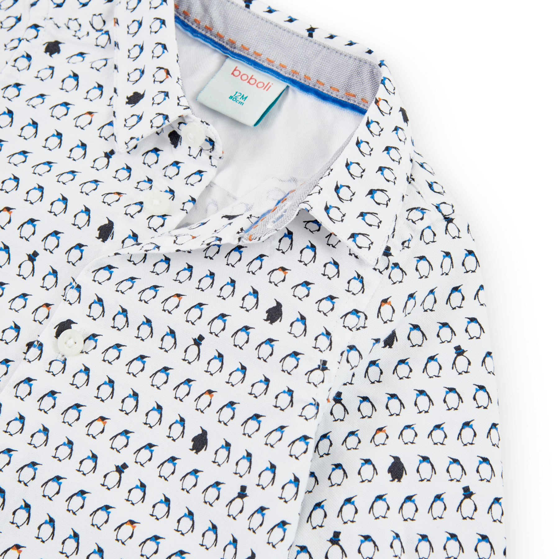 camisa oxford "pingüinos" de bebé niño