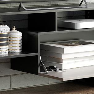 Muebles de Salón Conjunto Muebles de TV para Televisiones de Pared hasta 65" o de Pie hasta 40"con Mesa para Televisor 153,6x25x42 cm y Estante de Pared 150x14,5x16,3 cm Negro y Marrón