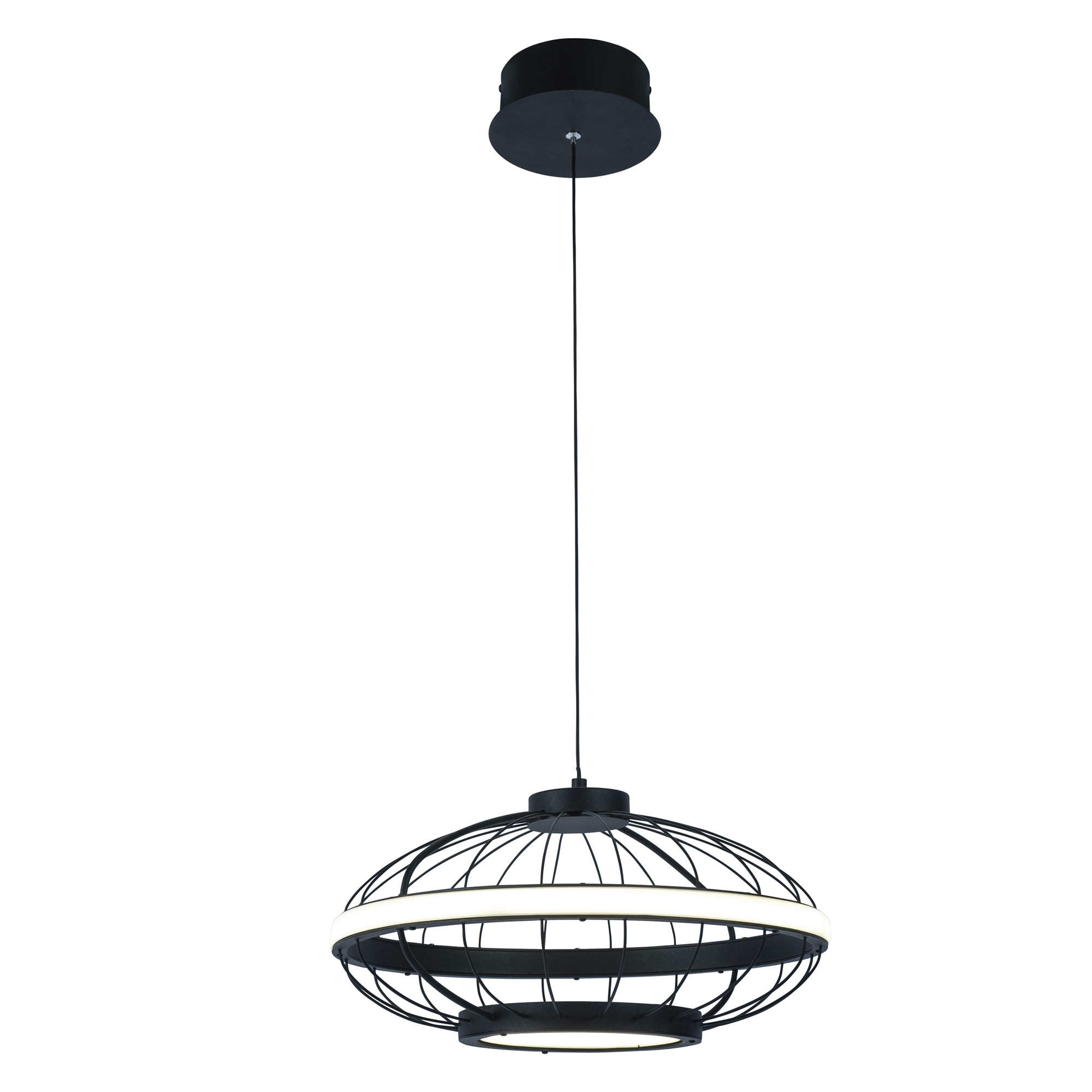 FORLIGHT Colgante Cercle LED 22W Blanco Neutro - 4000K Negro para Interior de Techo en Comedor, Salón, Cocina