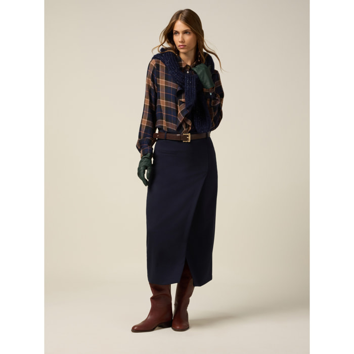 Oltre - Gonna tubino a portafoglio - Blu