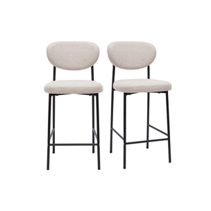 Tabourets de bar fixes en tissu effet velours texturé beige H65 cm (lot de 2) BREKA