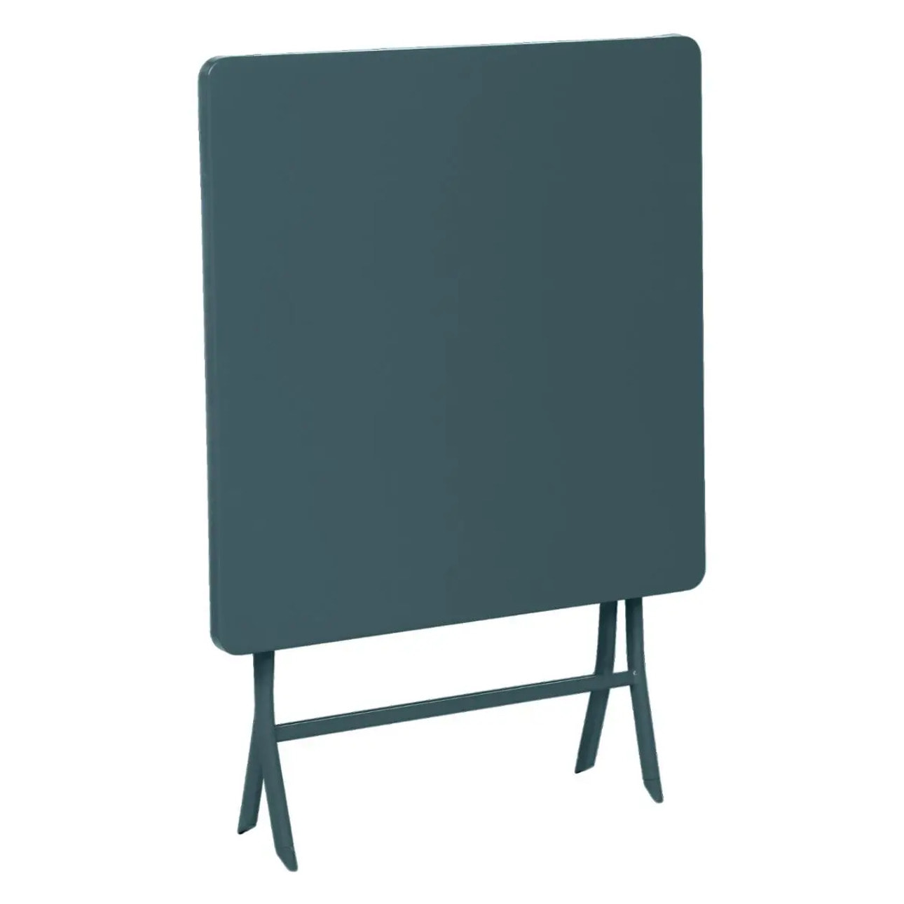 Table de jardin pliante carrée "Greensboro" bleu canard 2 places en acier traité époxy