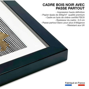 Poster silhouette femme à chapeau Affiche sous cadre noir