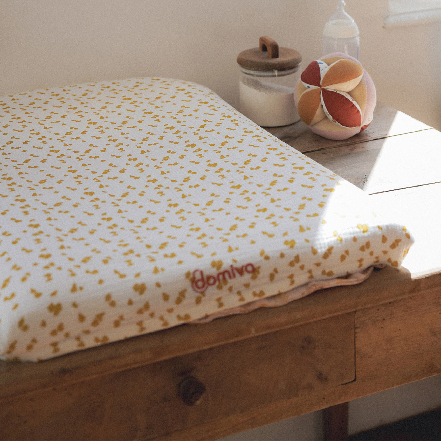 Matelas à langer avec housse réversible Safari - Beige