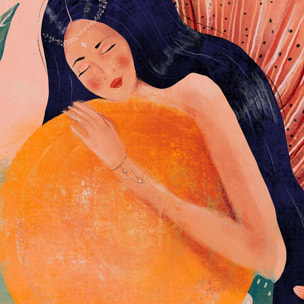 Affiche princesse aux fleurs Affiche + cadre en bois - Chêne