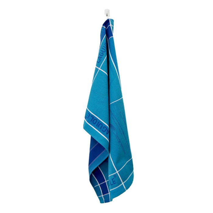 Lot de 3 torchons jacquard 50x70cm bleu -  "Tartan"