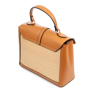 Basciano Borsa a mano Donna. Realizzata in vera pelle Dollaro e paglia.