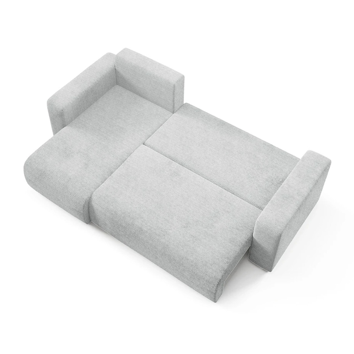 GLORIA - Canapé d'angle gauche convertible 4 places en tissu gris clair