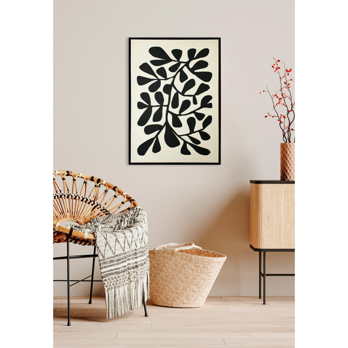 Cuadro Linen lino impresión 3D beige-negro 72x52x4 cm