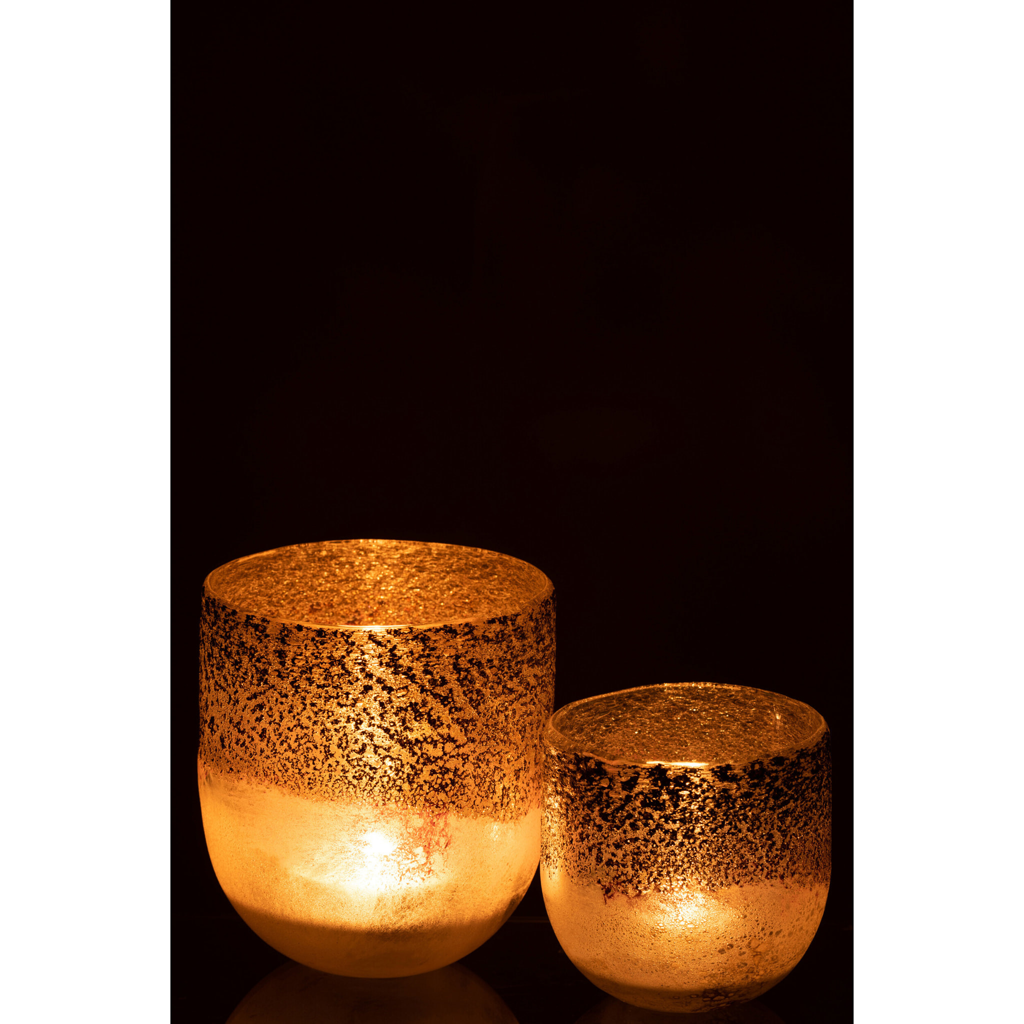 J-Line photophore Milano - verre - gris/rose - large