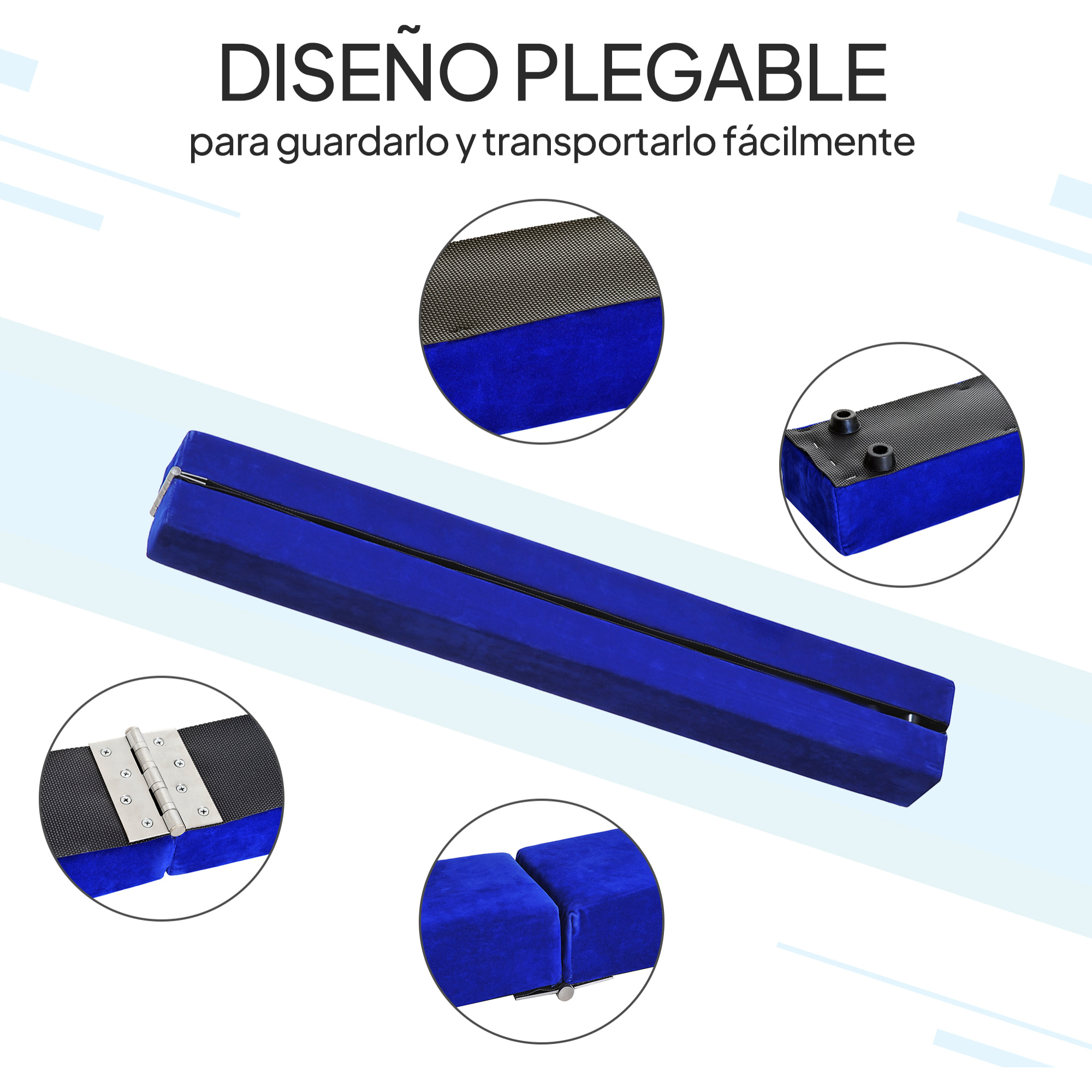 Barra de Equilibrio Gimnasia Plegable 210 cm Barra de Gimnasia Artística Viga de Equilibrio para Niños Principiantes y Gimnastas Profesionales para Entrenamiento en Casa Azul