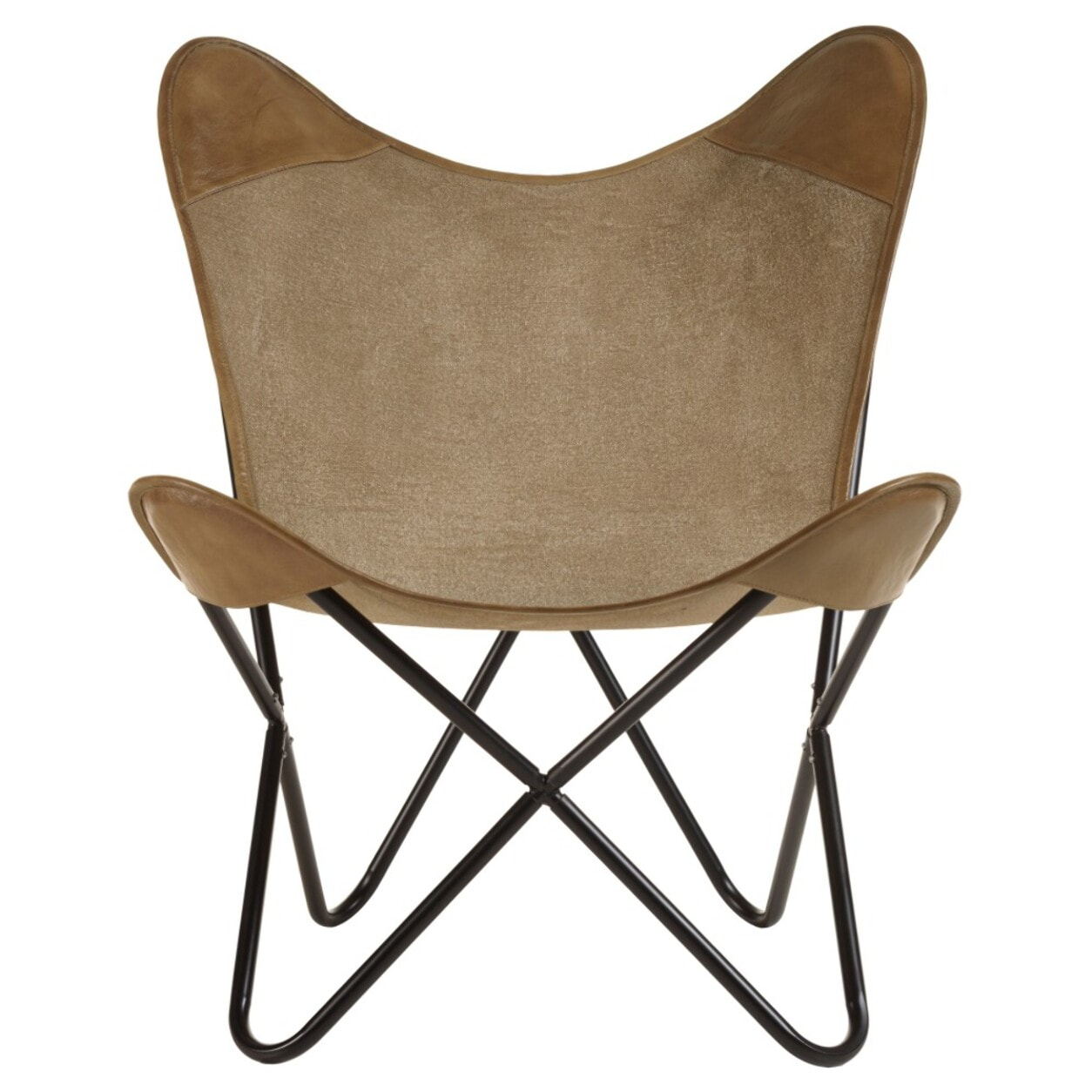 MARCEL - Chaise butterfly en toile et cuir