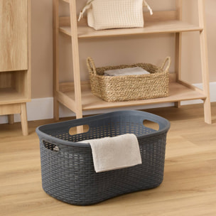 Corbeille à linge rattan rectangulaire 40L gris