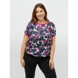 Fiorella Rubino - Camiseta estampada de dos tejidos - Fuchsia