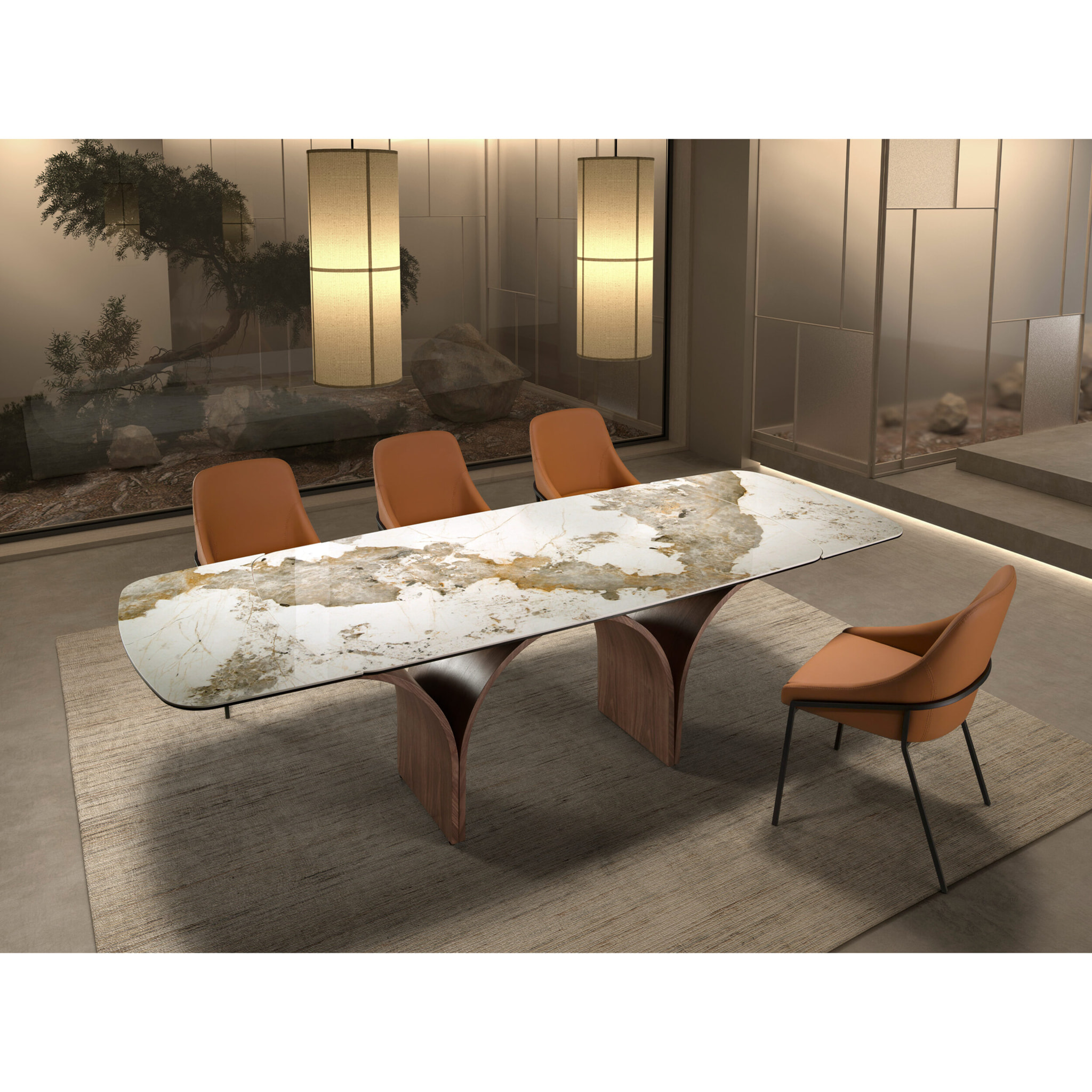 Silla Angel Cerdá con asiento y respaldo tapizados en polipiel en naranja patas de acero inoxidable negro 53x59x83cm