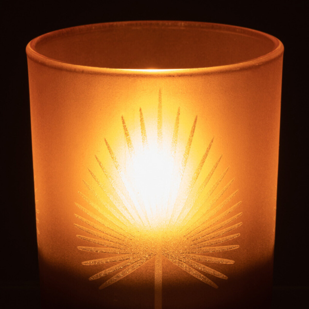 J-Line photophore Feuilles De Palmier - verre - beige - small - 6 pcs