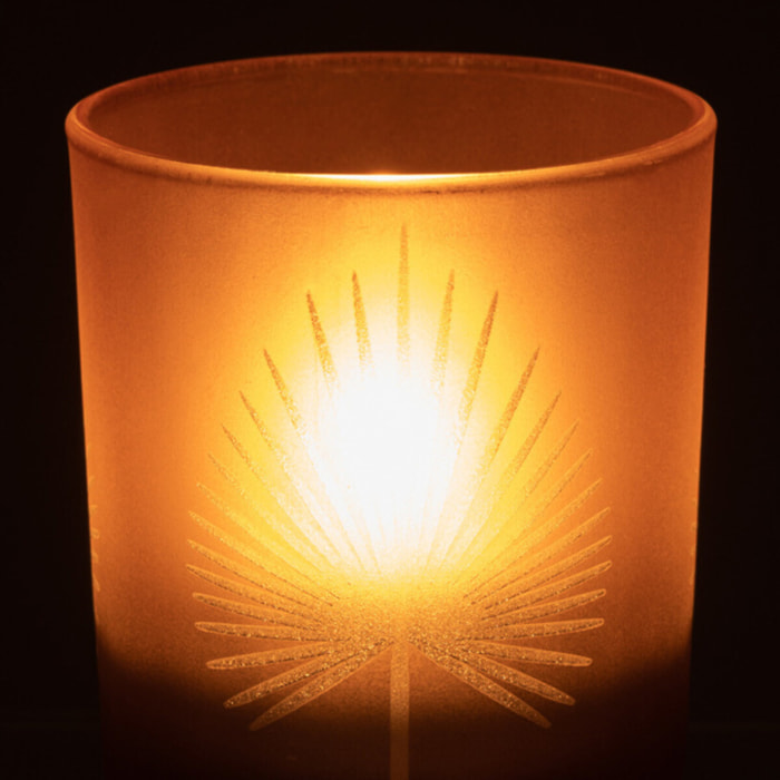 J-Line photophore Feuilles De Palmier - verre - beige - small - 6 pcs