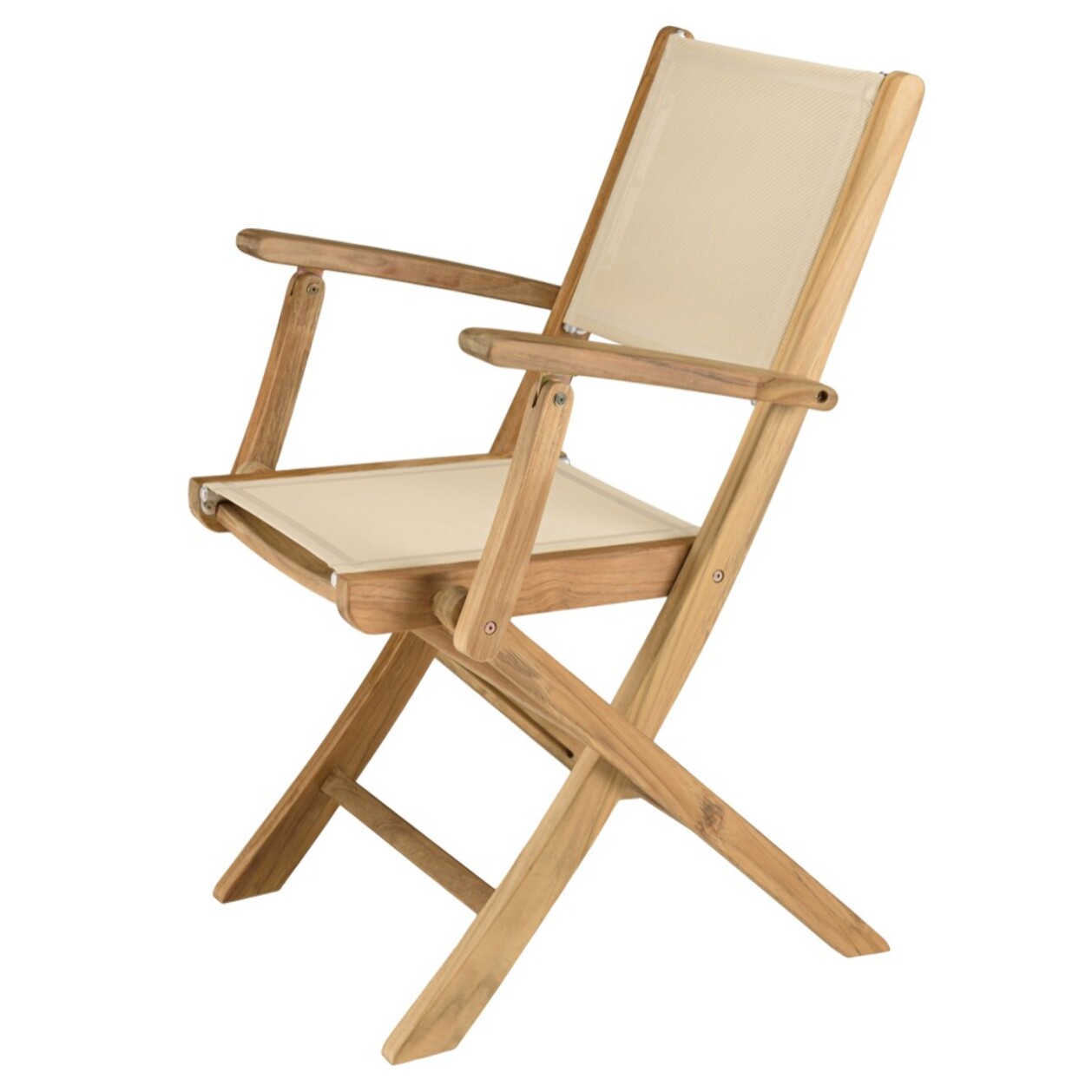 FUN - Lot de 2 fauteuils pliants textilène couleur beige