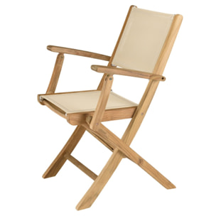 FUN - Lot de 2 fauteuils pliants textilène couleur beige