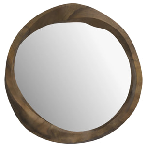 Miroir rond en bois de suar ondulé D53 cm - Yong