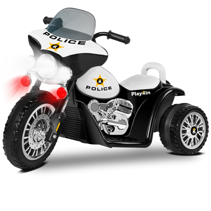 Moto eléctrica de policía POLICE NEGRA triciclo infantil 6V +2 años