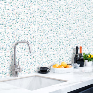 Stickers muraux - Sticker Mural Carrelage adhésif Cuisine Salle de Bain - 24 STICKERS CARREAUX DE CIMENT TERRAZZO SANA