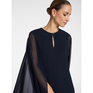 Elena Mirò - Vestido en capas de georgette - Azul