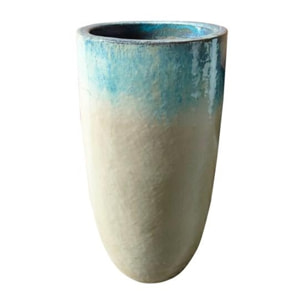 Vaso design in ceramica celeste e bianca 36x63 cm - Real