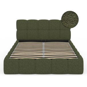 Lit coffre Bubble 140x190cm bouclette vert kaki