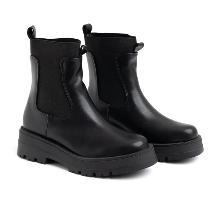 Biker con elastico laterale fondo carrarmato - NERO