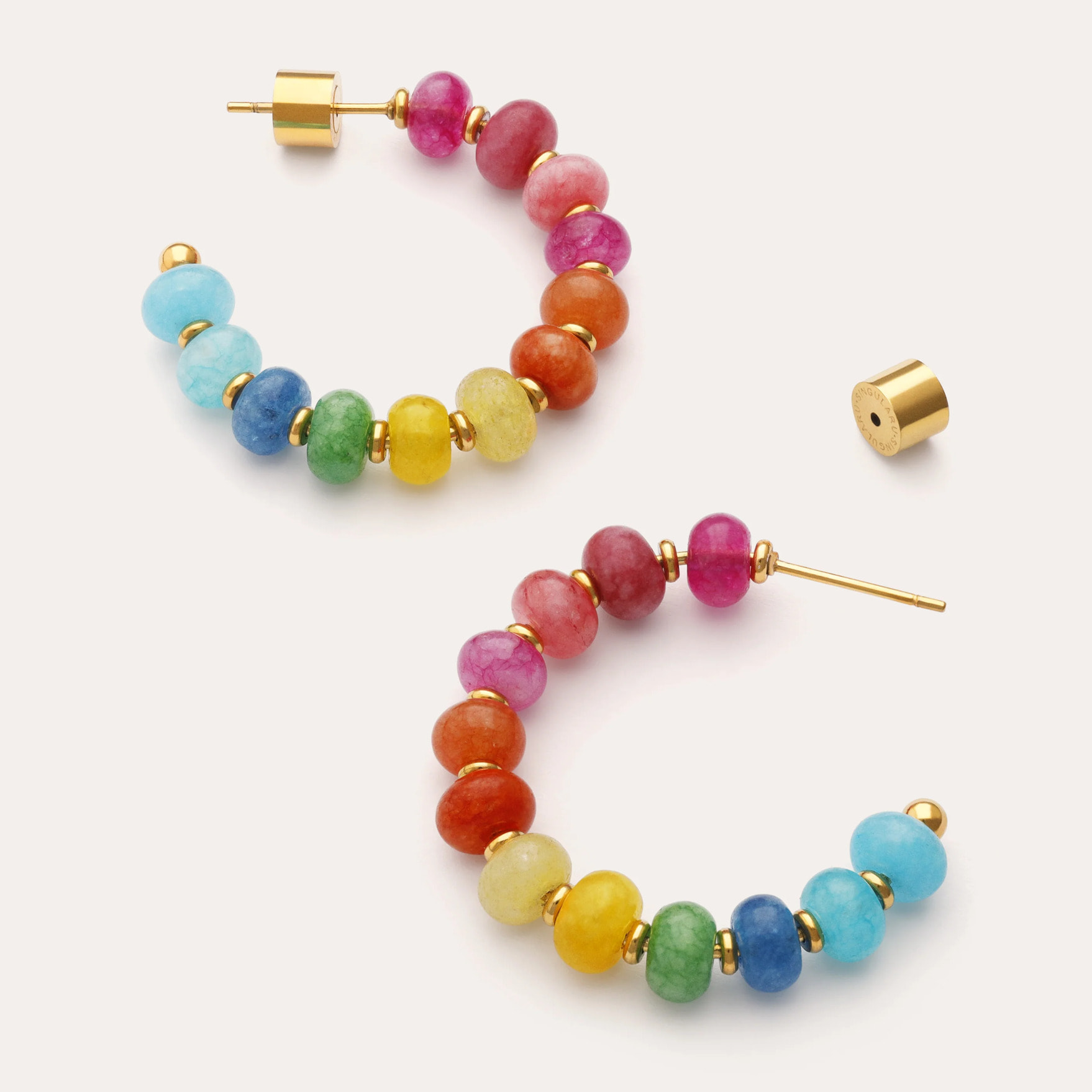 Orecchini Cerchio Color Stones Acciao Placcato Oro