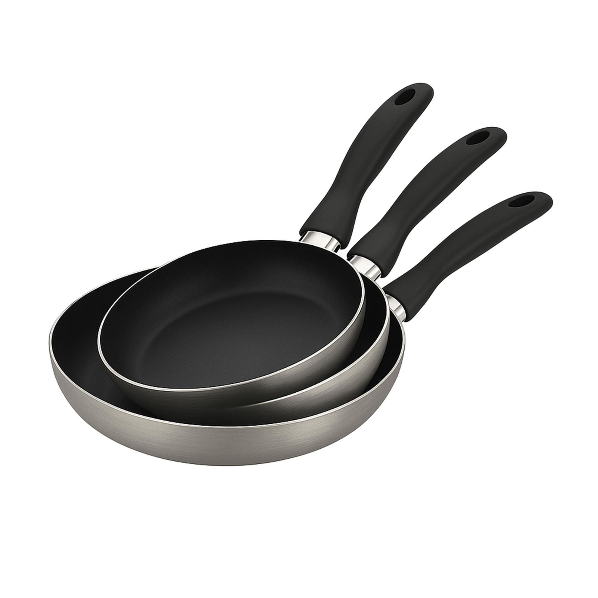 set de 3 sartenes ø16ø20ø24cm de aluminio prensado en gris metalizado