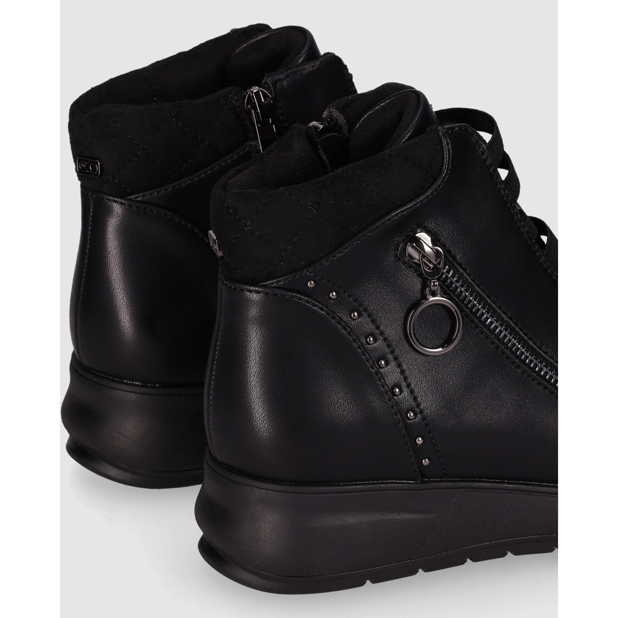 Botines de Piel Sintética - Negro - Tacón: 3 cm