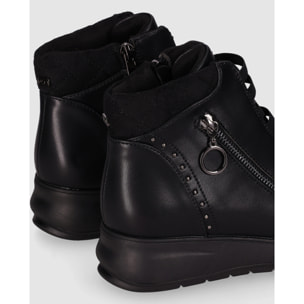 Botines de Piel Sintética - Negro - Tacón: 3 cm