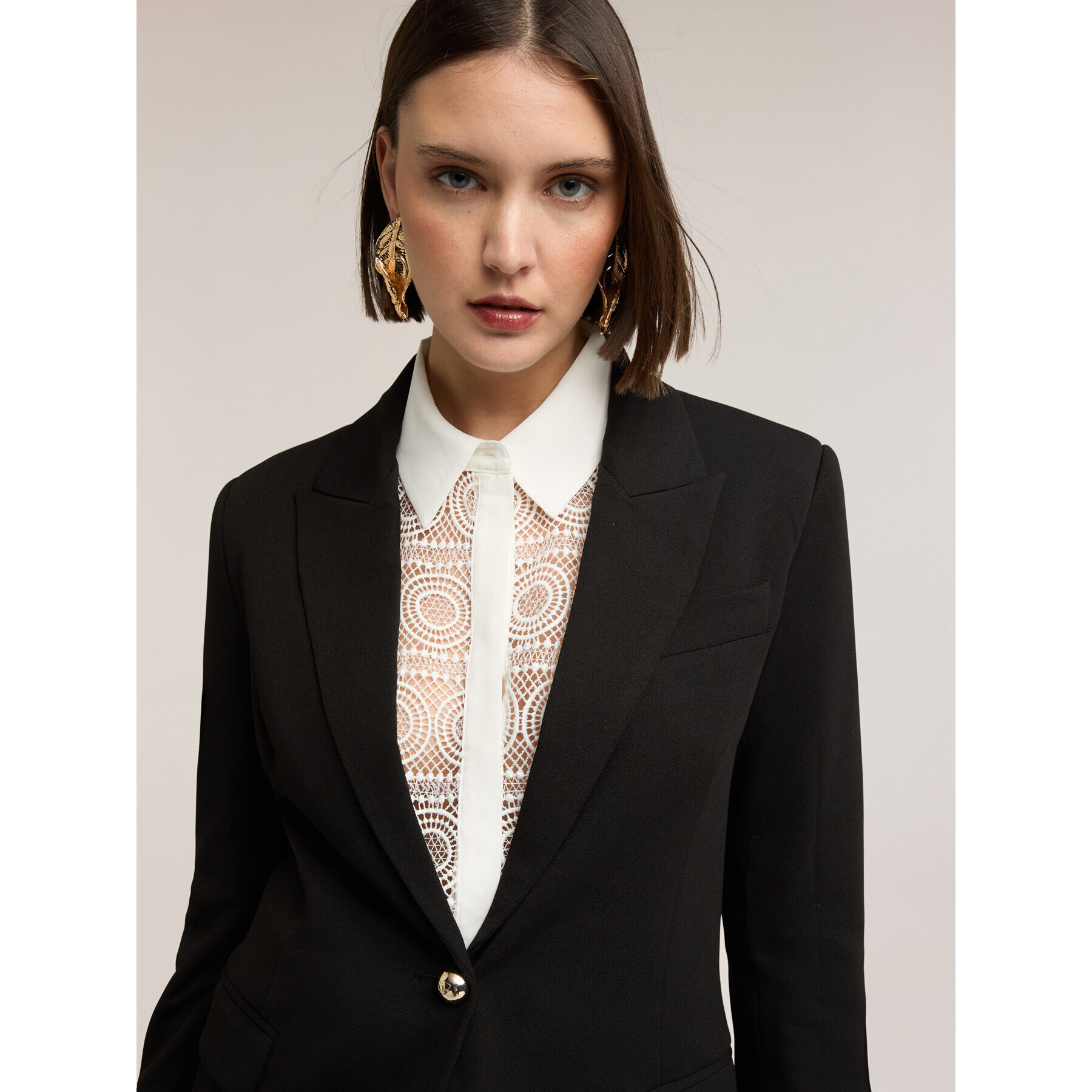 Motivi - Blazer monopetto con fodera interna a righe - Nero