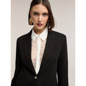 Motivi - Blazer monopetto con fodera interna a righe - Nero