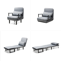 Divano Letto Convertibile Singolo 4 in 1 - grigio e nero - 64x80x68 cm