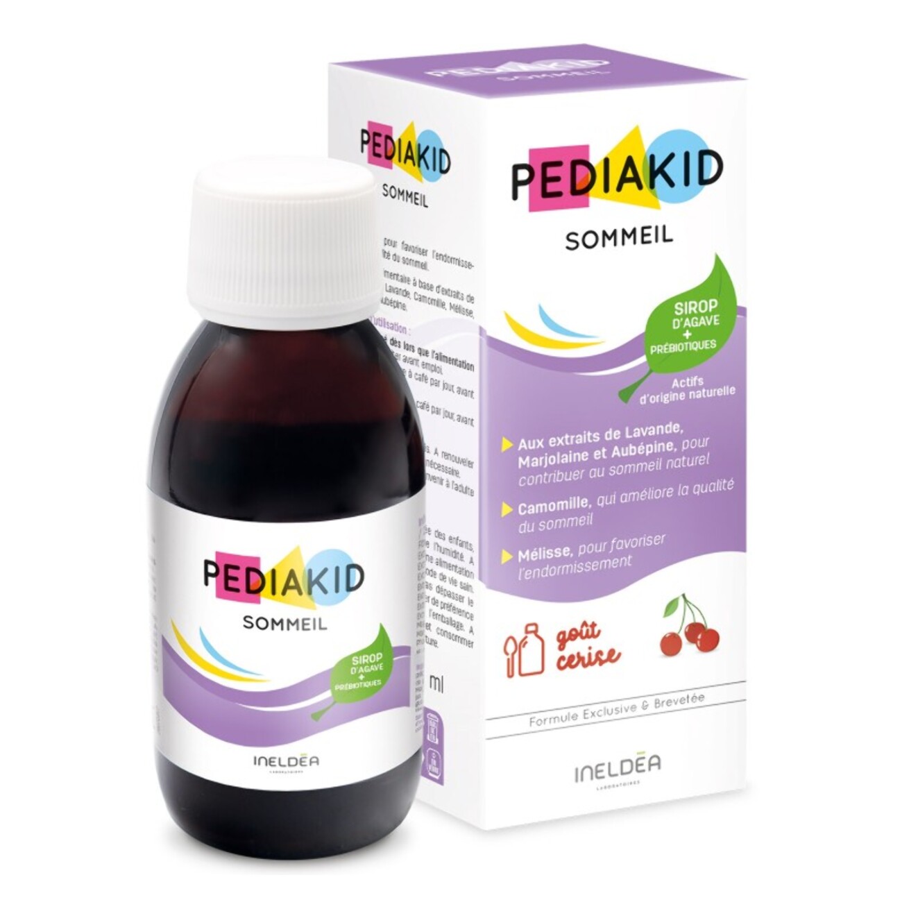 PEDIAKID - Sirop Sommeil - Complément alimentaire favorisant l'endormissement - Réduit les réveils nocturnes - Formule exclusive au Sirop d'Agave Lavande & Marjolaine- Goût Cerise - Dès 4 mois -125 ml