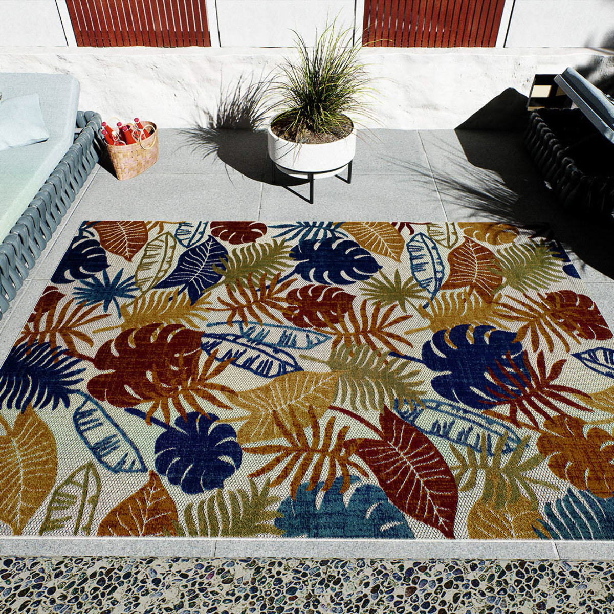 Cabana - Tapis d'extérieur multicolore avec motif à relief